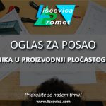 Oglas za posao – Prijem radnika u tehničkoj pripremi za proizvodnju pločastog namještaja (m/ž)